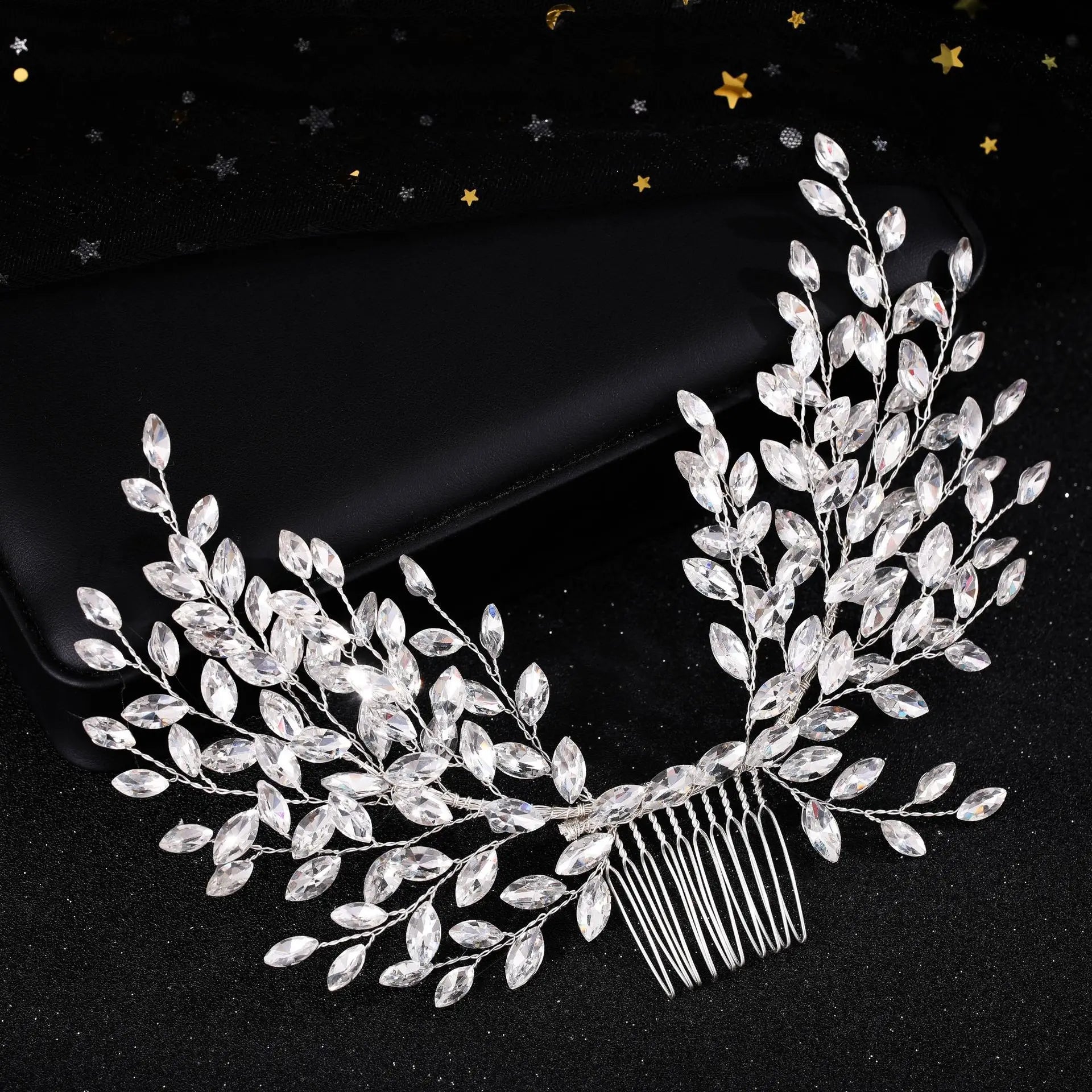 Miallo 2Colors Bridal Wedding Side Comb Hand Woven Rhinestone Hair Comb Accessories Prom Party Jewelry