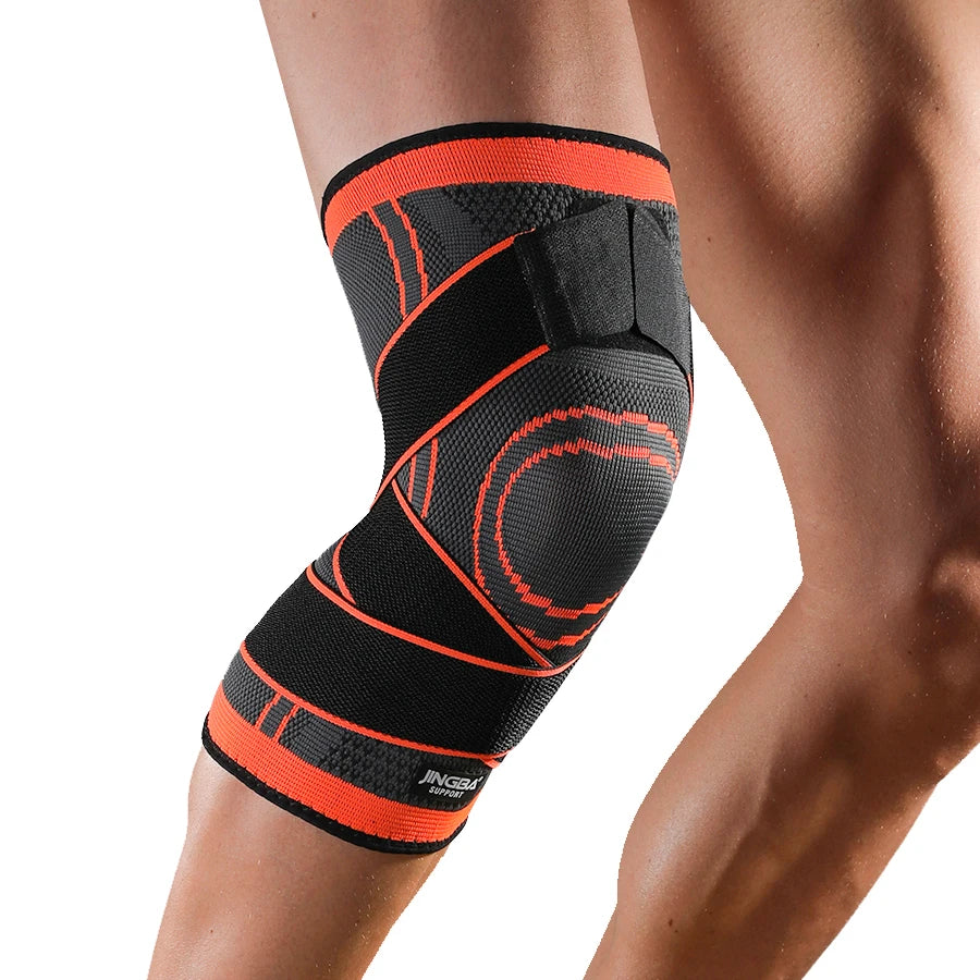 JINGBA Wholesale Colorful Weightlifting Wrestling Strong Running Nylon Knee Straps Support Brace Bandage  in Stock