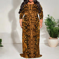 Ethnic Style Long Dress - Bold Geometric Design