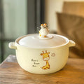 Korean Household Instant Noodle Bowl Cartoon Giraffe Children's Binaural Anti-scalding Rice Bowl Student Cute Ceramic Bowl