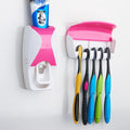 Automatic Toothpaste Dispenser Plastic Toothpaste Squeezer Dispenser Wall Mount for Bathroom Toothbrush Holder