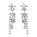 Jewelry S925 Sterling Silver Zircon Snow Stud Earrings Temperament Tassel Earrings Micro - Set Diamond Ears