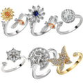 G698 Girls Women Jewelry Rotating Spinning Fidget Rings Adjustable Fidget Anti Anxiety Ring