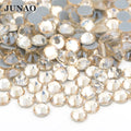 JUNAO Factory Hot Sale SS3-SS40 Glass Hotfix Crystal Strass Gold Shadow Gems Flatback Iron on Rhinestones for DIY Bags