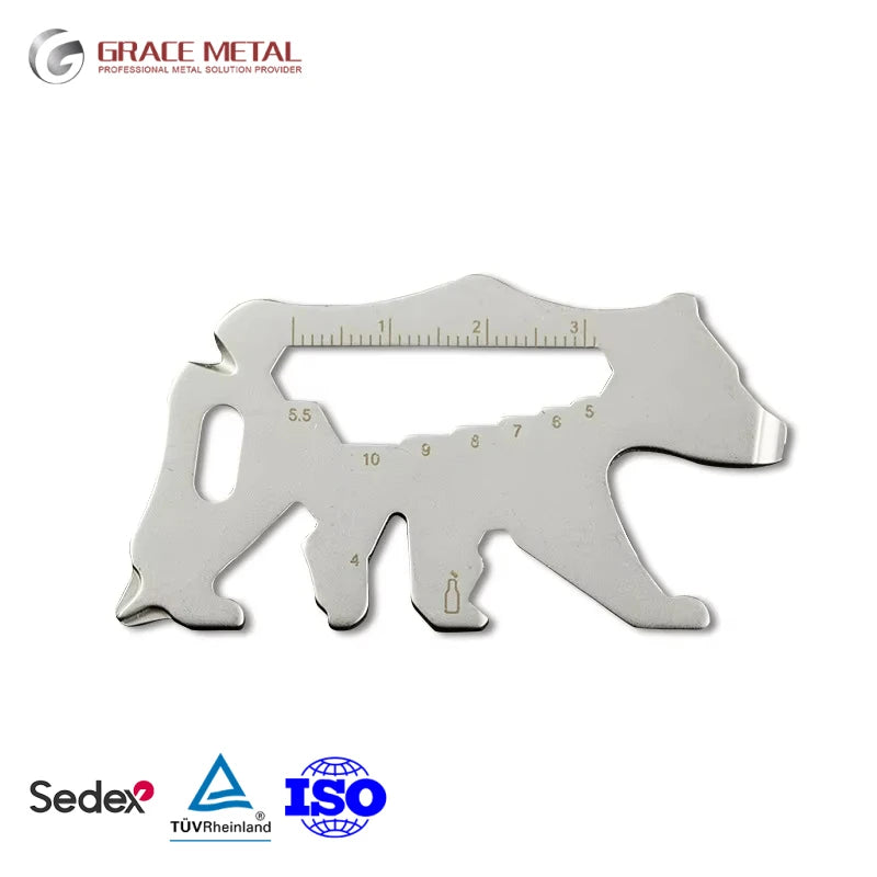 Custom Outdoor Gadget Bear Shape 12 IN 1 Camping Multi Pocket Wallet Tool Card