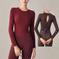 Hot Sale Women Sports Top Long Sleeve Backless Drawstring Yoga Shirt Breathable Fitness Yoga T-shirt