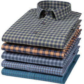 Autumn and Winter Hot Selling Cotton Brushed Shirt Casual Plaid Long-sleeved Shirt Men 100% Cotton Shirt Jacket Inside
