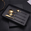 Modern Luxury Golden Silverware 4 Piece Stainless Steel Gold Cutlery Flatware Set with Gift Box