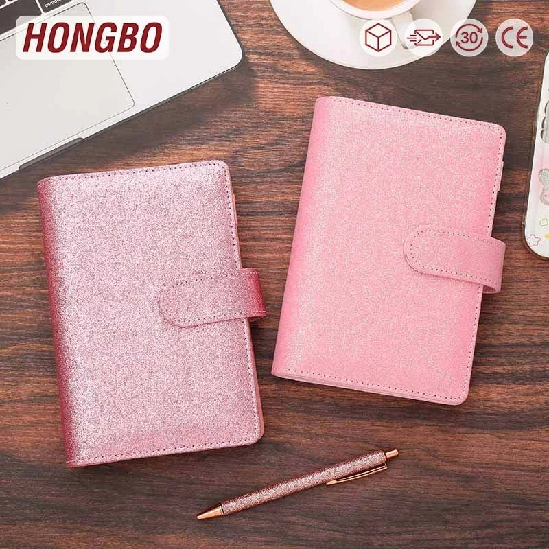 Hongbo Best Selling 6-Color Silver-Ring A6 Budget Binder Planner with Shiny Leather of Spiral Binding As Office Gift