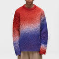 Autumn Men's Knitted Mohair Sweater Custom Logo Design Long Sleeve Wool Crew Neck Winter Cashmere Knitwear Pullover Warm Pattern