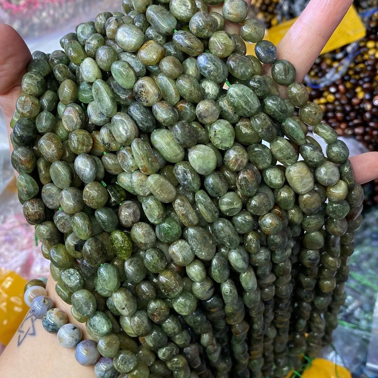 8-10mm Natural Beads for Jewelry Making Green Charoite Healing Power Round Irregular Shape Gemstone Beads 15"