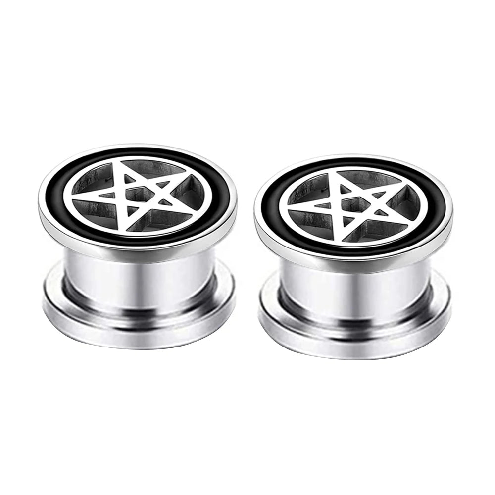 Pentgram Star Ear Plug Tunnels Piercing 316L Stainless Steel Expander for Ear Body Piercing