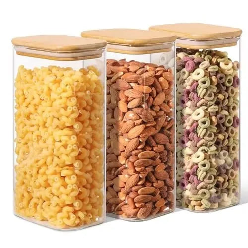 Wholesale Transparent Sealed Glass Storage Jar with Bamboo Lid