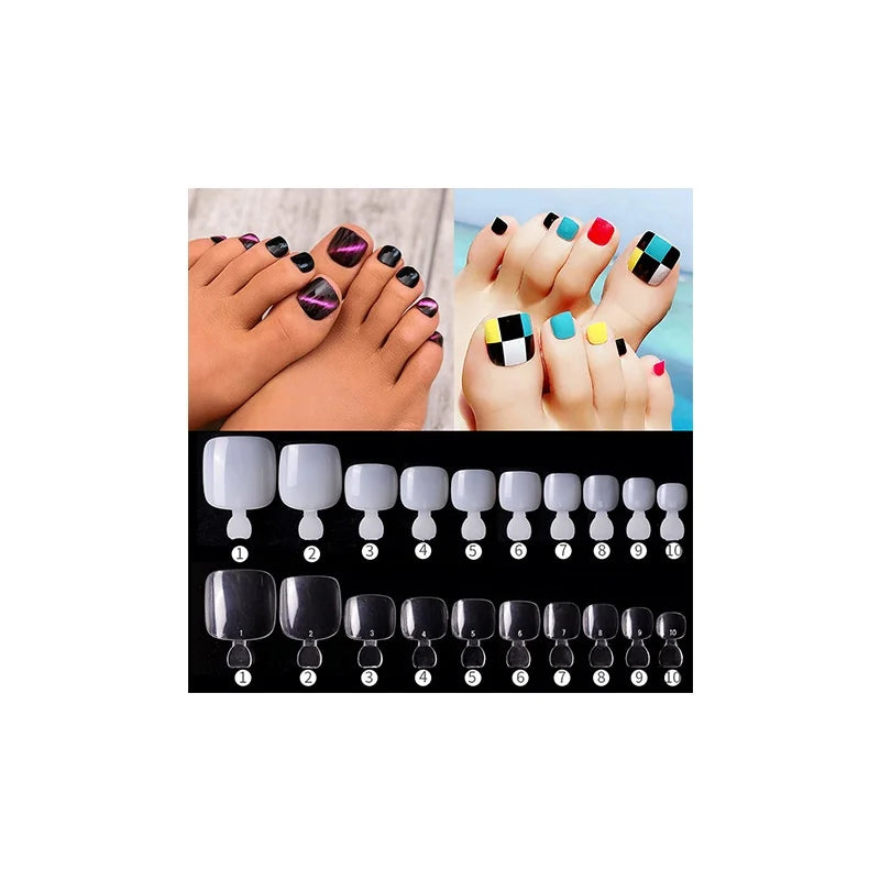 False Toenails Full Cover Artificial Acrylic Toenails 10 Sizes for Nail Salons and Nail Art Toe Nails Tips