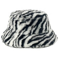 Autumn Winter Unisex Adult Designer Bucket Cap Furry Zebra Plush Logo Fleece Customised for Travel Ski Fishing Parties Daily Use