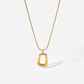 New Retro Stainless Steel Trapezoid Necklace 18K Gold Plated Hollow square Pendant Necklace