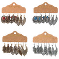 New Trend Hollow Alloy Gemstone Earrings Flower Personality Combination Set Earrings Jewelry