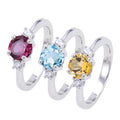 A4096 Abiding Fine Jewelry China Factory Classic Designs 925 Sterling Silver Round Natural Gemstone Ring Wholesale