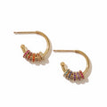 Gemnel 925 Sterling Silver Colored Cubic Zirconia Hoop Earrings Gold Plated rainbow Zircon CZ Huggie Hoop Earrings for Women