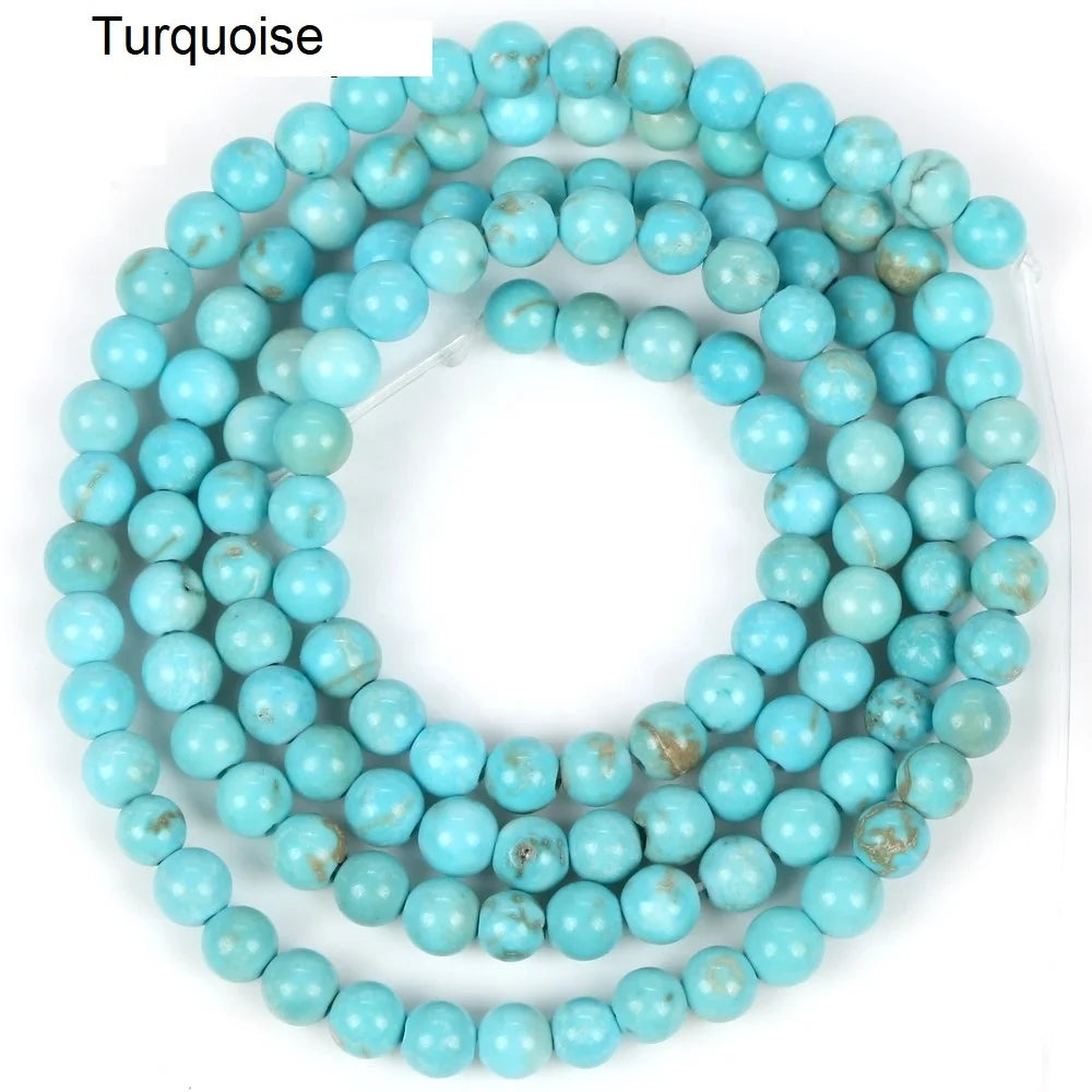 Natural Stone Turquoise Loose Beads Natural Precious 4mm 6mm 8mm 10mm 12mm Quartz Crystal Stone for Jewelry Making