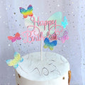 Rainbow Magic Butterfly Cake Topper Dessert Decoration Kid's Happy Birthday Party Lovely Gifts DIY Party Decor Supplies PQ049