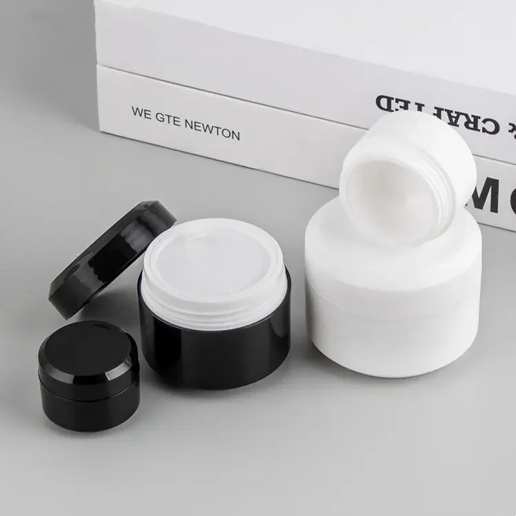 Empty Frosted pp Round Shape Black and White 5ml 10ml 15ml 30ml 50ml Face Cream and Packaging Plastic Jars Cosmetic