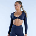 Women's Long Sleeved Yoga Top Custom Logo Gym Fitness Active Clothing High Compression Seamless Breathable Plus Size Design