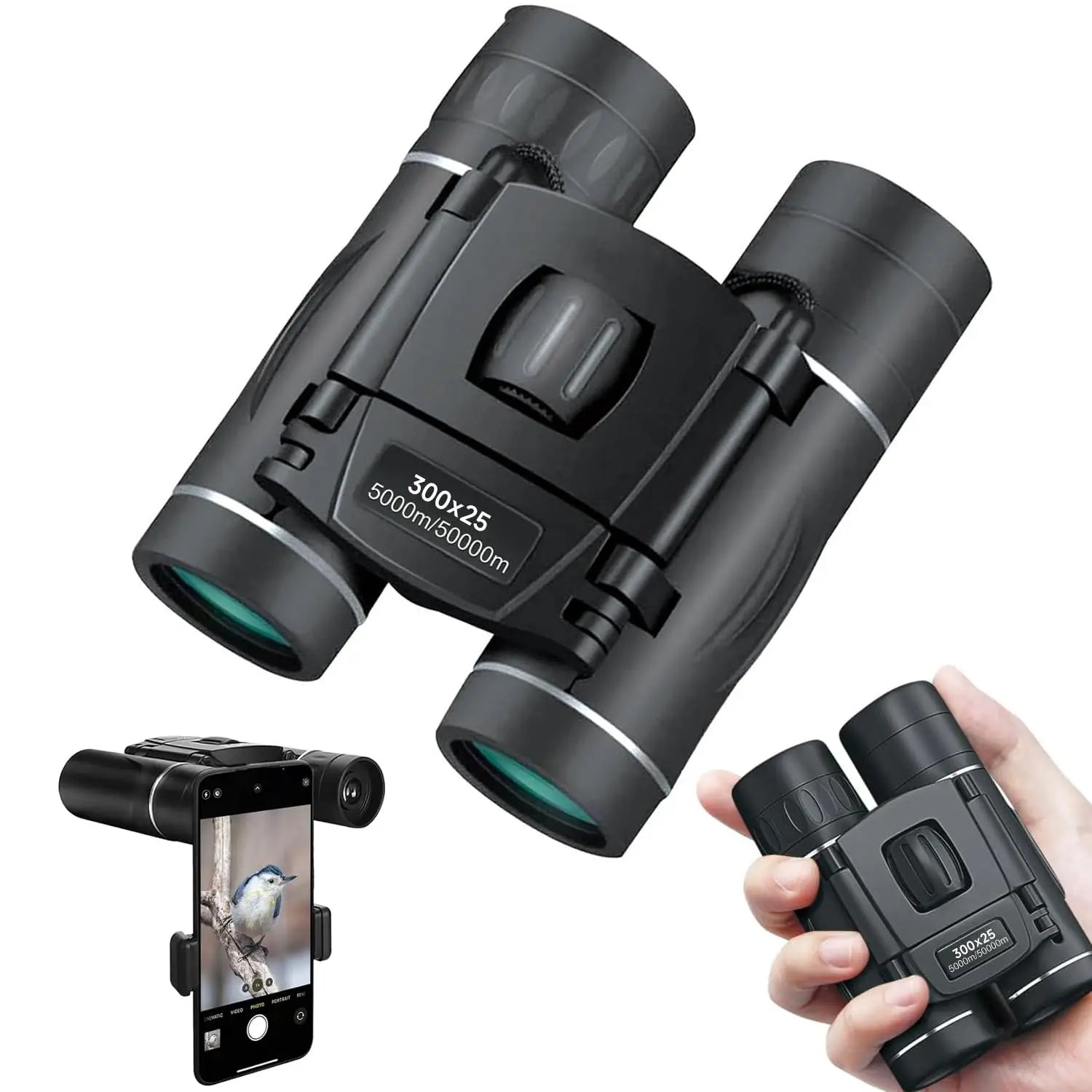 Super Clear HD Binocular Telescope for Adults Lowweight Small Birdwatching Telescope With Plastic Phone Clip