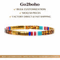 Go2BoHo Bohemian Miyuki Tila Beads Bracelet Minimalist Fashion Jewelry Amber Gold Multicolor Stretch Bracelets for Women Girls