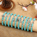Ocean Boho Style 20 Design Stretch Beaded Elastic Turquoise Stone Bracelet Natural Stone Charm Bracelet Jewelry for Women