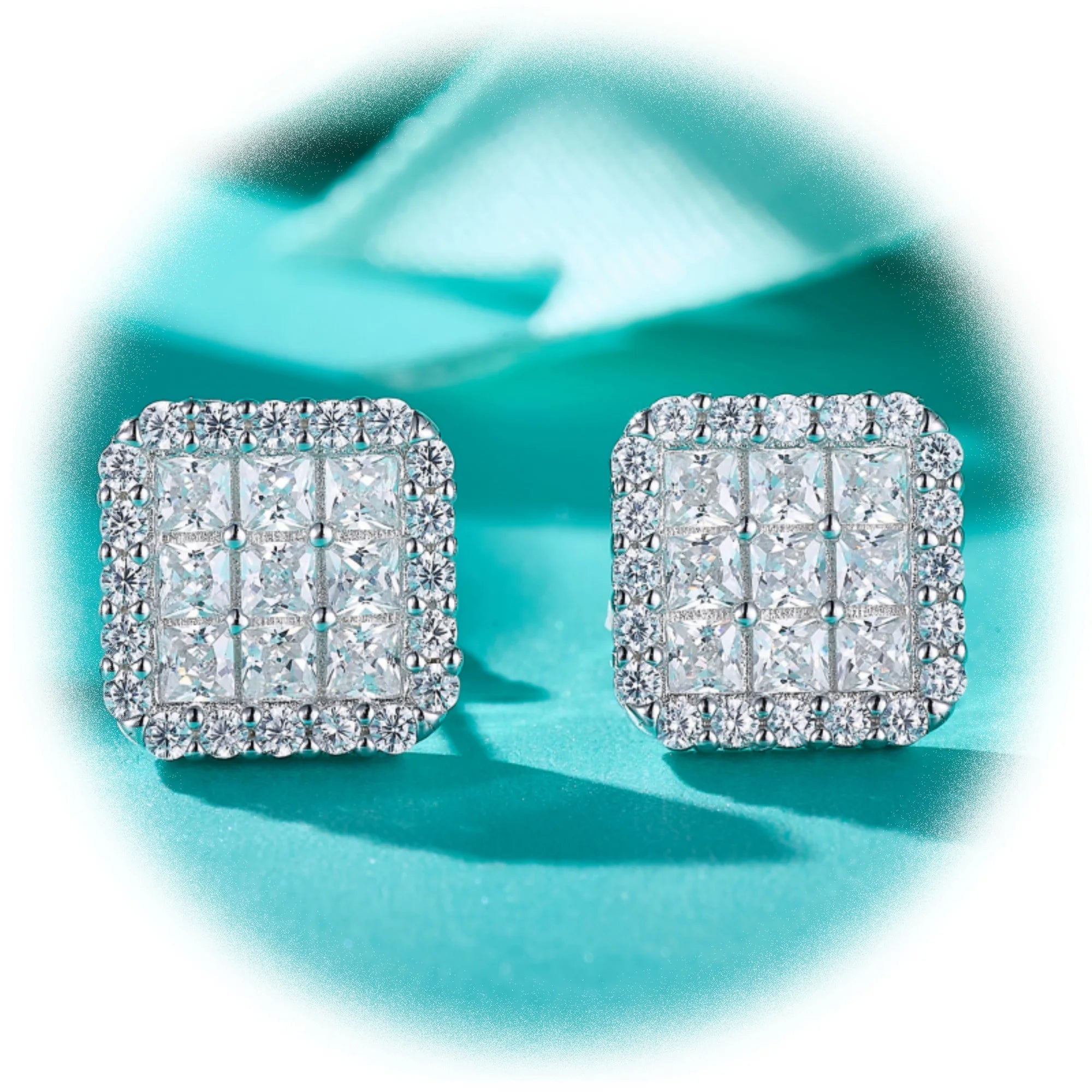 Custom Men/Women's Hip Hop Classic Stud Earrings Fully Iced Princess Cut VVS Moissanite Diamond for Gift or Party