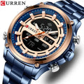 CURREN 8404 Sport Men Watch Top New Luxury  Business LED Male Clock Stainless Steel Quartz Digital Man Wristwatch Gift