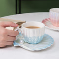 Nordic Beauty Pearl Design Glaze Ceramic Coffee Cup Breakfast Milk Cup with Saucer