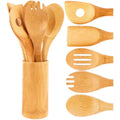 Kitchen Accessories Wooden Spatula Spoons 6PCS Eco-friendly Non-stick Cooking Tools Bamboo Kitchen Utensil Set