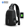 Custom BJIAX Autumn Hiking Fashion Waterproof Nylon Crossbody Sling Bag USB Anti-Theft