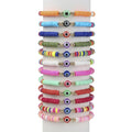 Beach Bohemian Soft Polymer Clay Beads Beaded Elastic Cord Acrylic Devil Eye Charm Bead Fashion Jewellery Bracelet Jewelry