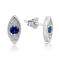 925 Sterling Silver Blue Zircon Small Evil Eye Stud Earrings for Women