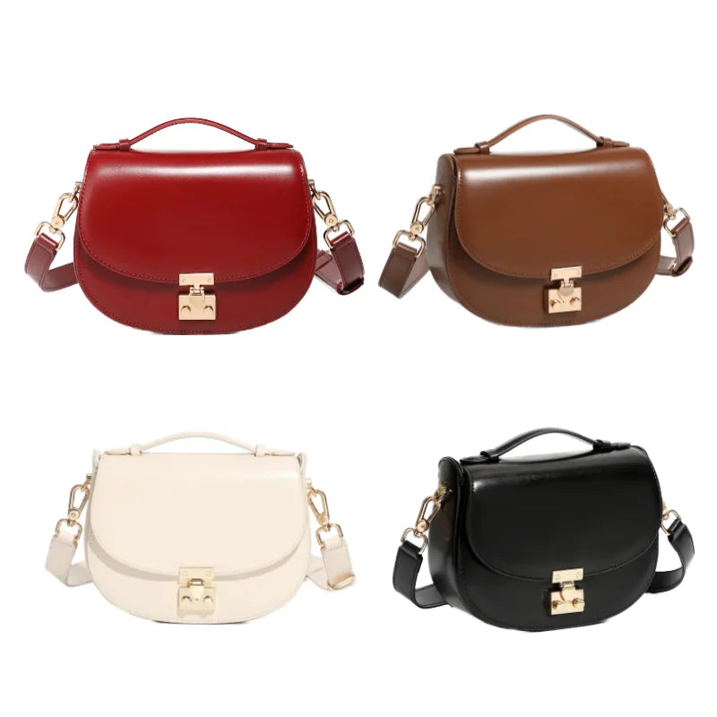 Wholesale Customized Trending Women's Luxury Crossbody Shoulder Bag High Quality Genuine Vintage Leather with Cover Closure