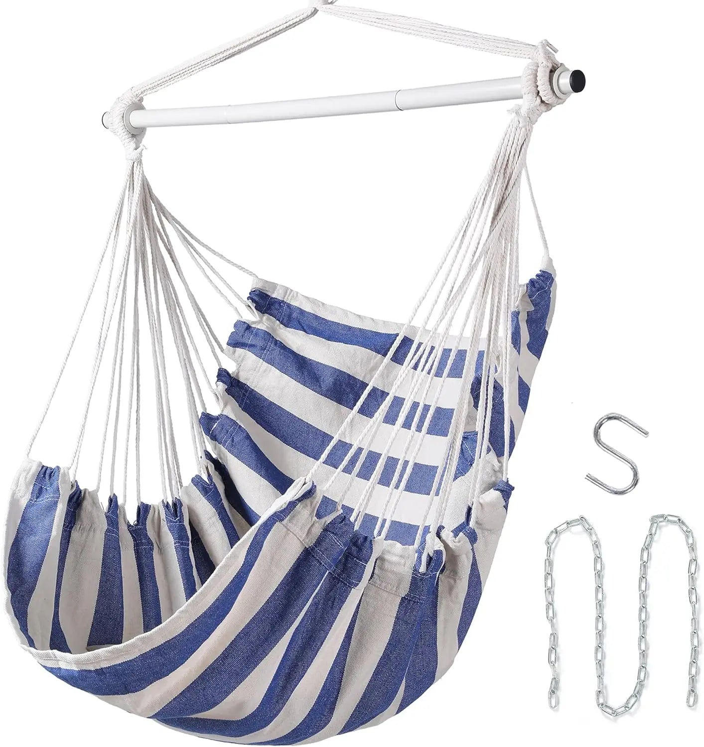 Swing Chair Anti-Slip Rings Cotton Fabric Polyester Rope Hanging Swing Chair for Patio Garden