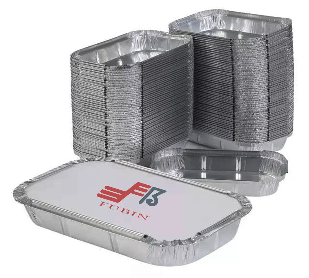 Factory Custom Grill Catering Rectangle Tray With Lid Aluminium Containers Pans Aluminum Foil Container