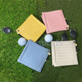 Ready to Ship Portable  PU Woven Pattern Golf Cleaning Tool /Golf Towel  with Retractable Hook  for Clean Club and Balls