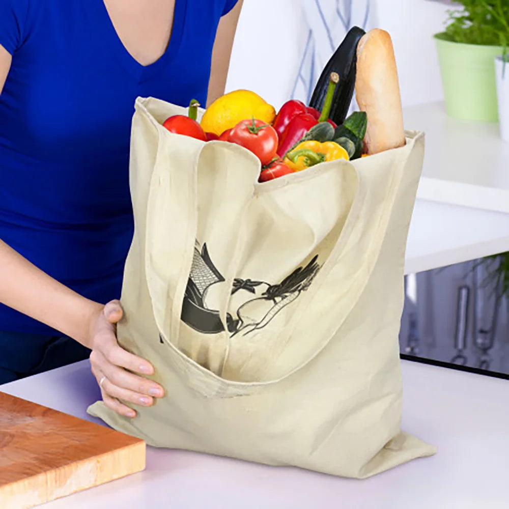6oz Canvas Heavy Duty Reusable Shopping Bags Machine Washable Lightweight Grocery Bags Folding Reusable Cotton Bags Totes