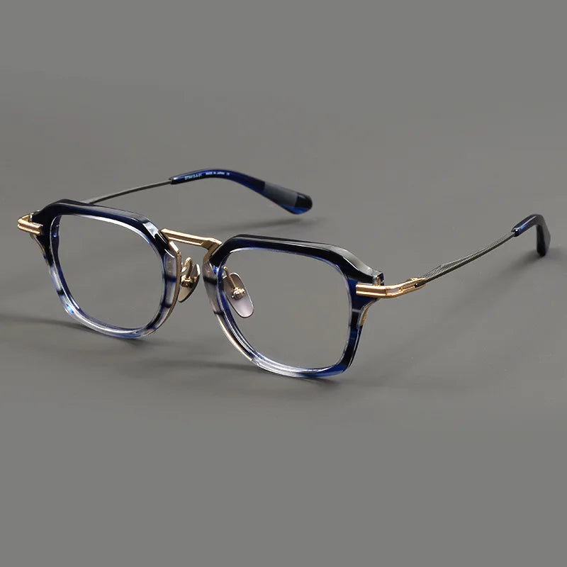 Handmade Optical Pure Titanium Eyeglass Frames Vintage Square Plate Tortoiseshell Flat Nearsighted Eyeglasses Frame