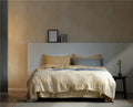 Modern 100% Linen Sheet Set Embroidery Washed 4 Pieces Soft Bedding Natural Flax Breathable for Farmhouse Style Solid Pattern