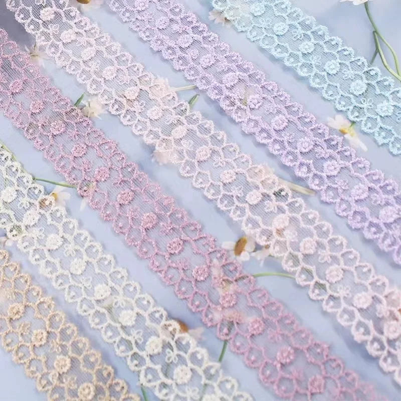 Colorful With 25mm Polyester Silk Ribbon Belt Embroidery Lace Trimming for Handmade DIY Underwear Clothing R003