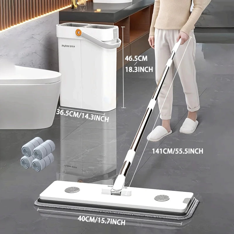 GGL-M03 Durable Steel Flat Mop Bucket Set Magic Handle Eco-Friendly High Dehydration Rate Reusable Mop Pads Home Dry/Wet Floor