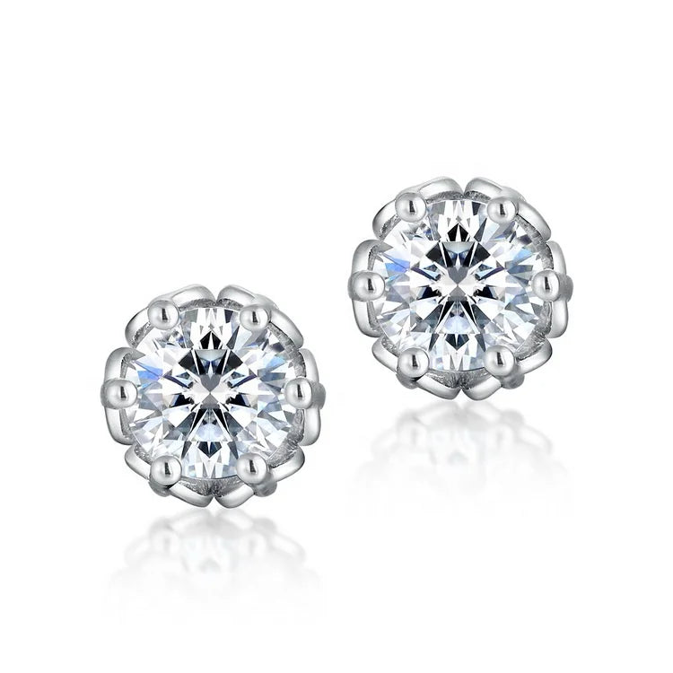 Dainty Moissanite Earrings for Women 925 Sterling Silver Simple Fashion Jewelry Stud Style Gift