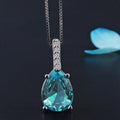 Ladies Clavicle Simple 925 Sterling Silver Jewelry Charming Luxury Blue Zircon Crystal Charming Water Drop Necklace Pendant