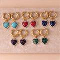 Trendy Zircon Small Heart Dangle Huggie Earrings Stone Hoop Earrings for Women Luxury Jewelry Wholesale Dropship Gold Natural
