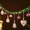AYOYO Christmas Artificial Tinsel Garland String with LED Lights and Plastic Balls Woolen Pendant Decor